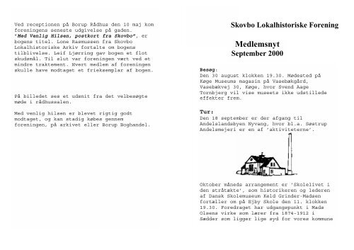 Medlemsnyt - Skovbo Lokalhistoriske Forening