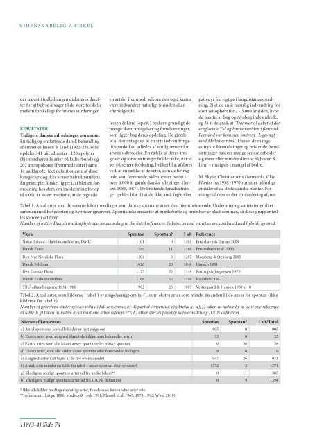 Rapport om den danske flora og fauna - Klimatilpasning