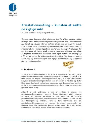 Præstationsmåling - Bülow management