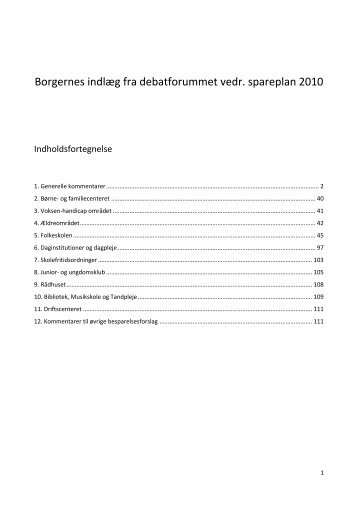 Borgernes indlæg fra debatforummet vedr. spareplan 2010 - Odder ...