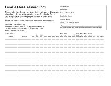 costume measurement sheet template