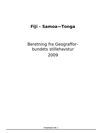 Fiji - Samoa—Tonga Beretning fra Geograffor ... - poultang - home