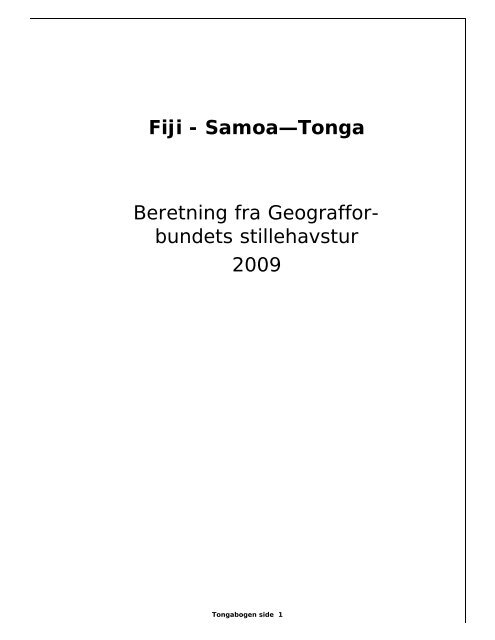 Fiji - Samoa—Tonga Beretning fra Geograffor ... - poultang - home
