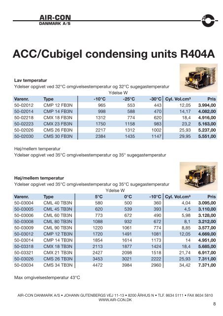 Priskatalog - Air-con.dk