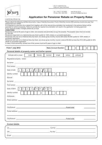 pensioner application form - Joburg