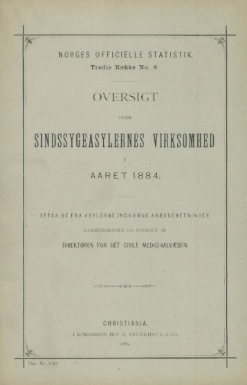 Oversigt over sindsygeasylernes virksomhed i Aaret 1884