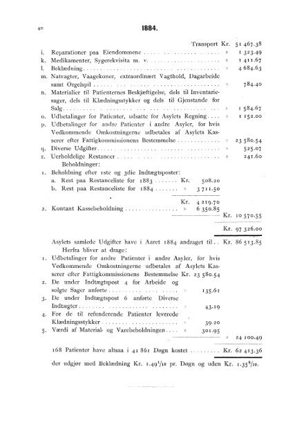 Oversigt over sindsygeasylernes virksomhed i Aaret 1884