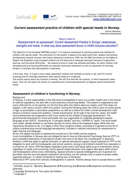 Current assessment practice of children with special needs in ...