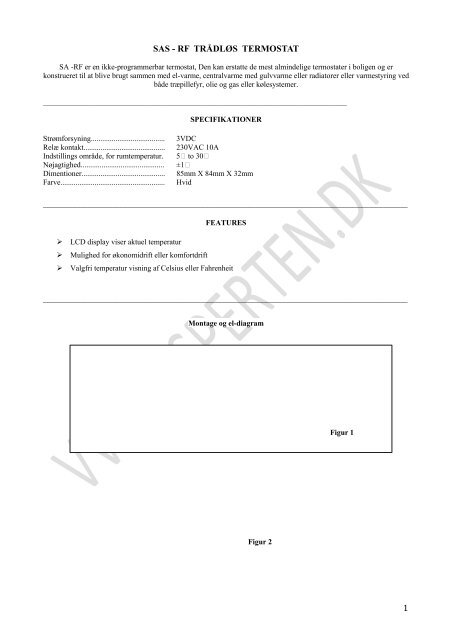 1 SAS - RF TRÅDLØS TERMOSTAT _____ - VVS-Eksperten