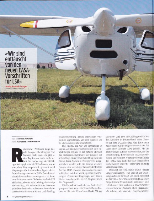 Bericht Fliegermagazin August 2011 - HB-LBU
