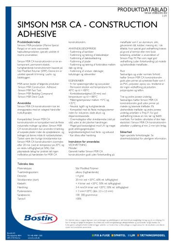 SIMSON MSR CA - CONSTRUCTION ADHESIVE - Bostik