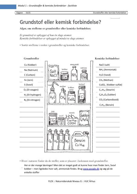 Modul 1 :: Grundstoffer & kemiske forbindelser - facitliste