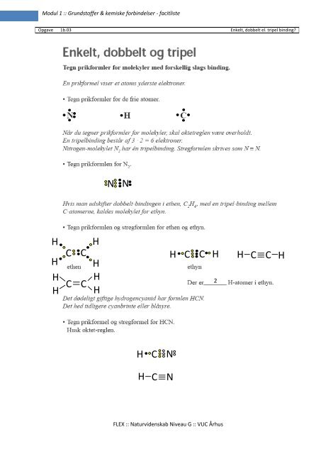 Modul 1 :: Grundstoffer & kemiske forbindelser - facitliste
