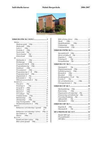 Individuella kurser Malmö Borgarskola 2006-2007