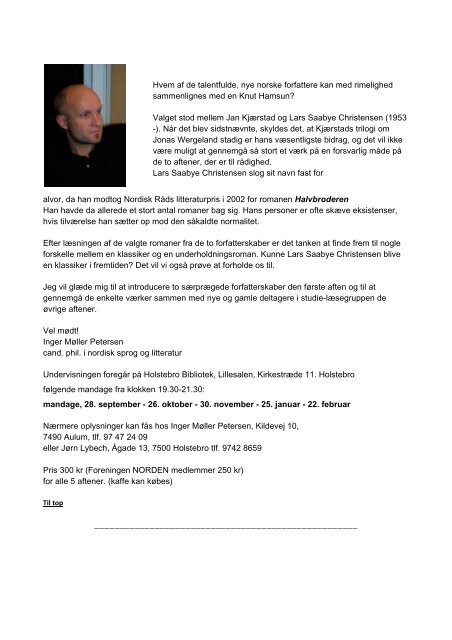 Program for 2009/10 - Foreningen Norden Holstebro