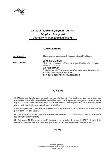 NOTE DE SYNTHESE diabète - Unaf