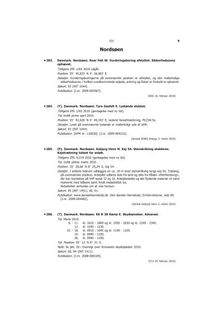 Efterretninger for Søfarende - Farvandsvæsenet