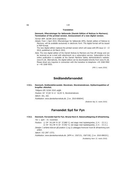 Efterretninger for Søfarende - Farvandsvæsenet