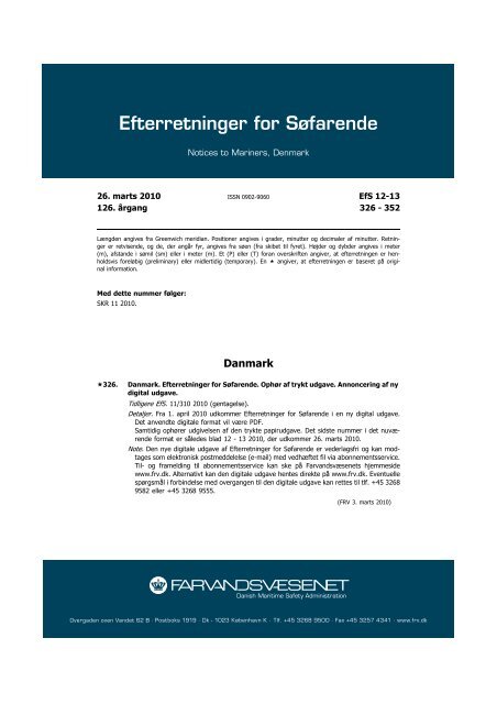 Efterretninger for Søfarende - Farvandsvæsenet