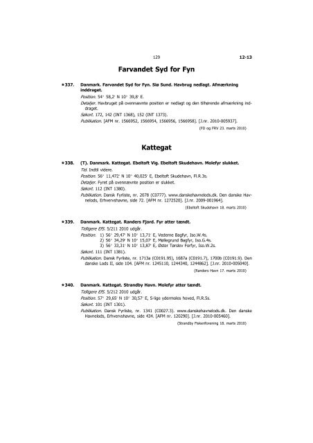 Efterretninger for Søfarende - Farvandsvæsenet