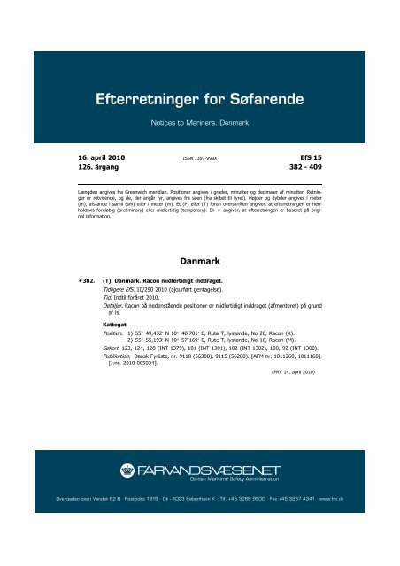 Efterretninger for Søfarende - Farvandsvæsenet