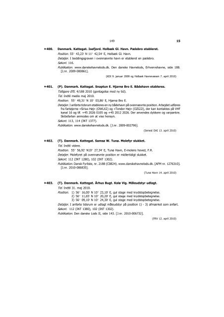 Efterretninger for Søfarende - Farvandsvæsenet