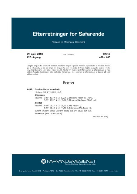 Efterretninger for Søfarende - Farvandsvæsenet