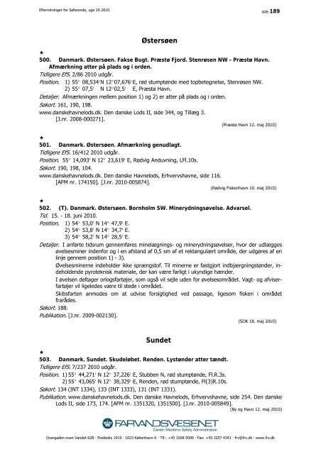 Efterretninger for Søfarende - Farvandsvæsenet