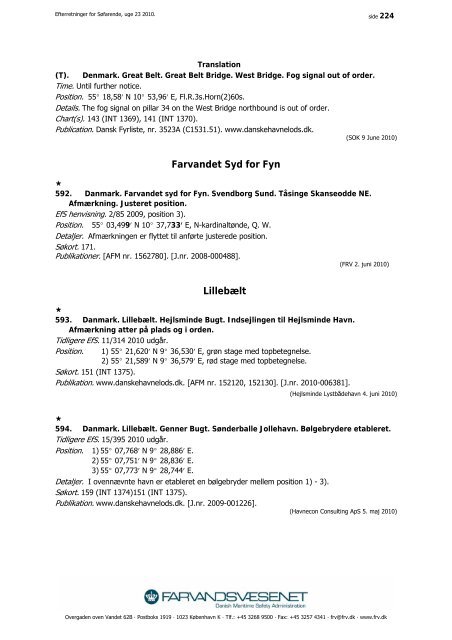 Efterretninger for Søfarende - Farvandsvæsenet