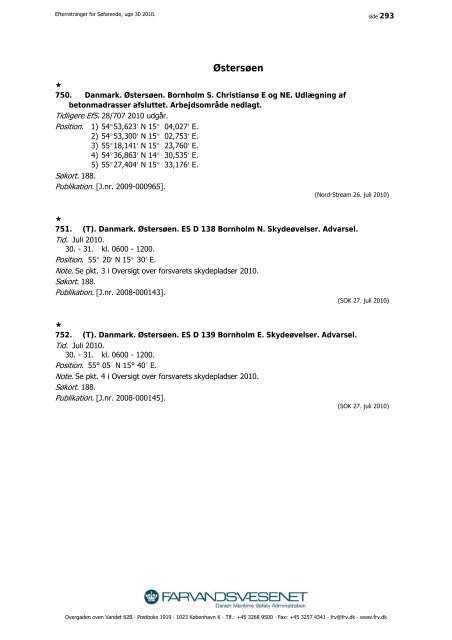 Efterretninger for Søfarende - Farvandsvæsenet