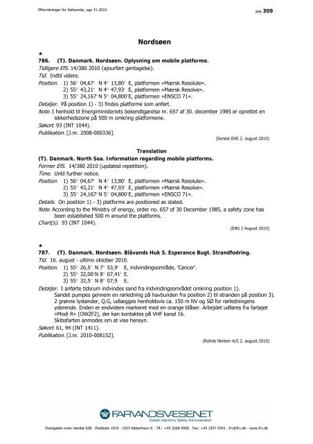 Efterretninger for Søfarende - Farvandsvæsenet