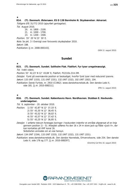 Efterretninger for Søfarende - Farvandsvæsenet