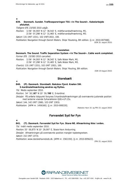 Efterretninger for Søfarende - Farvandsvæsenet