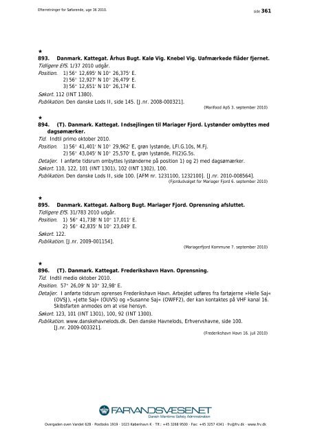 Efterretninger for Søfarende - Farvandsvæsenet