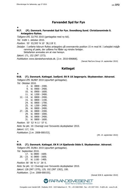 Efterretninger for Søfarende - Farvandsvæsenet