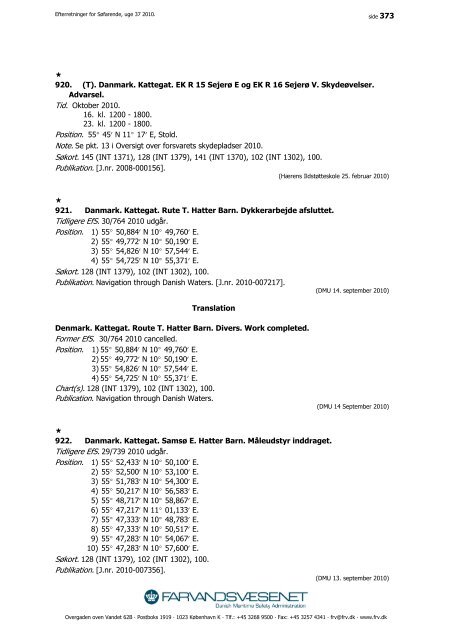 Efterretninger for Søfarende - Farvandsvæsenet