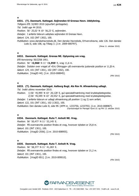 Efterretninger for Søfarende - Farvandsvæsenet