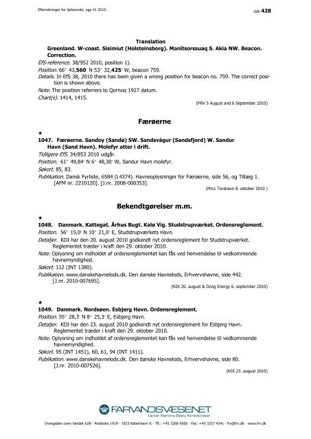 Efterretninger for Søfarende - Farvandsvæsenet