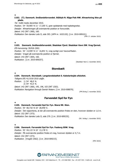 Efterretninger for Søfarende - Farvandsvæsenet