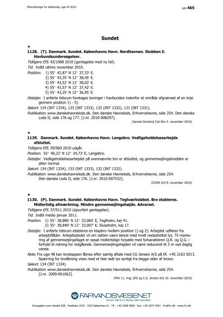 Efterretninger for Søfarende - Farvandsvæsenet