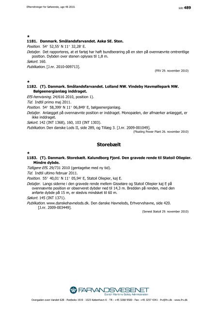 Efterretninger for Søfarende - Farvandsvæsenet