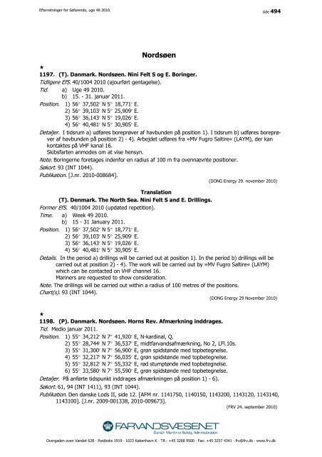 Efterretninger for Søfarende - Farvandsvæsenet