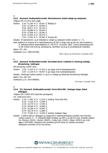 Efterretninger for Søfarende - Farvandsvæsenet