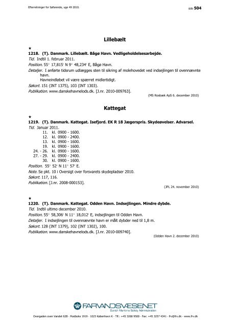 Efterretninger for Søfarende - Farvandsvæsenet