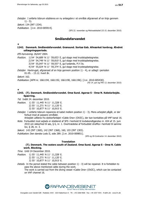 Efterretninger for Søfarende - Farvandsvæsenet