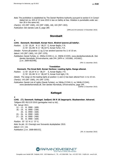 Efterretninger for Søfarende - Farvandsvæsenet