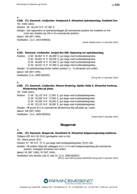 Efterretninger for Søfarende - Farvandsvæsenet