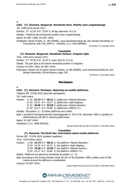 Efterretninger for Søfarende - Farvandsvæsenet