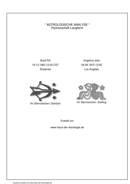 Astrologische Analyse Partnerschaft Langform Haus Der