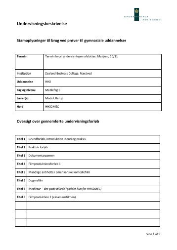 Undervisningsbeskrivelse - ZBC